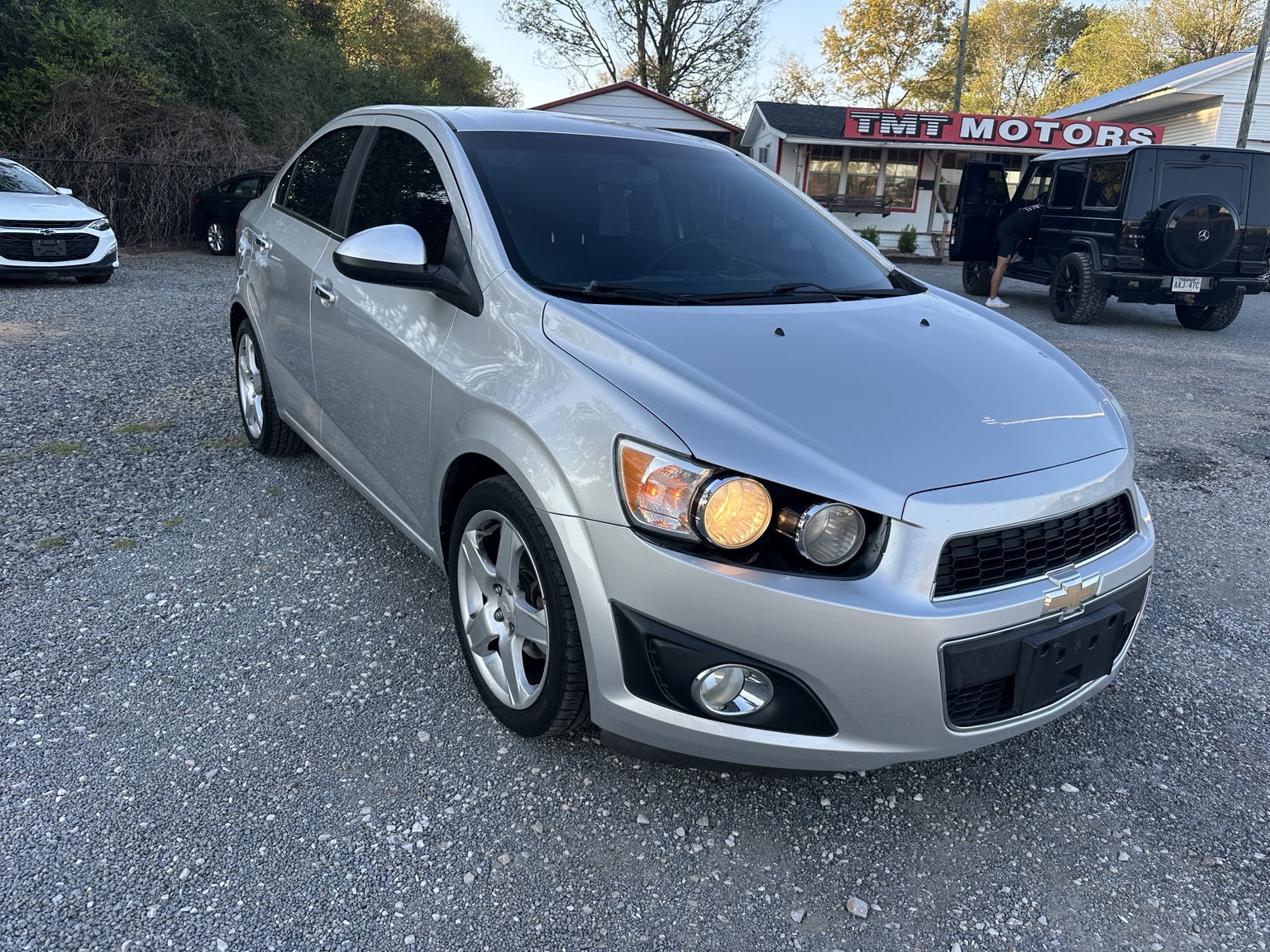 Silver 2016 Chevrolet Sonic LTZ rear exterior view