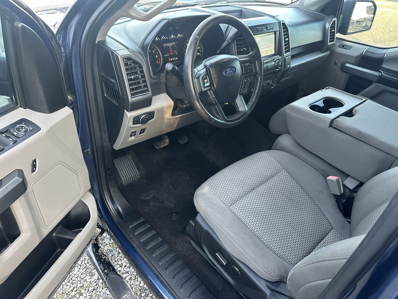 Blue 2018 Ford F-150 Crew Cab XLT interior view