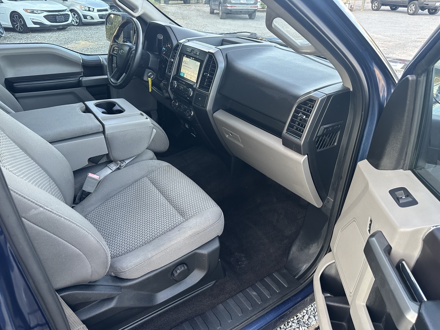 Blue 2018 Ford F-150 Crew Cab XLT rear seating