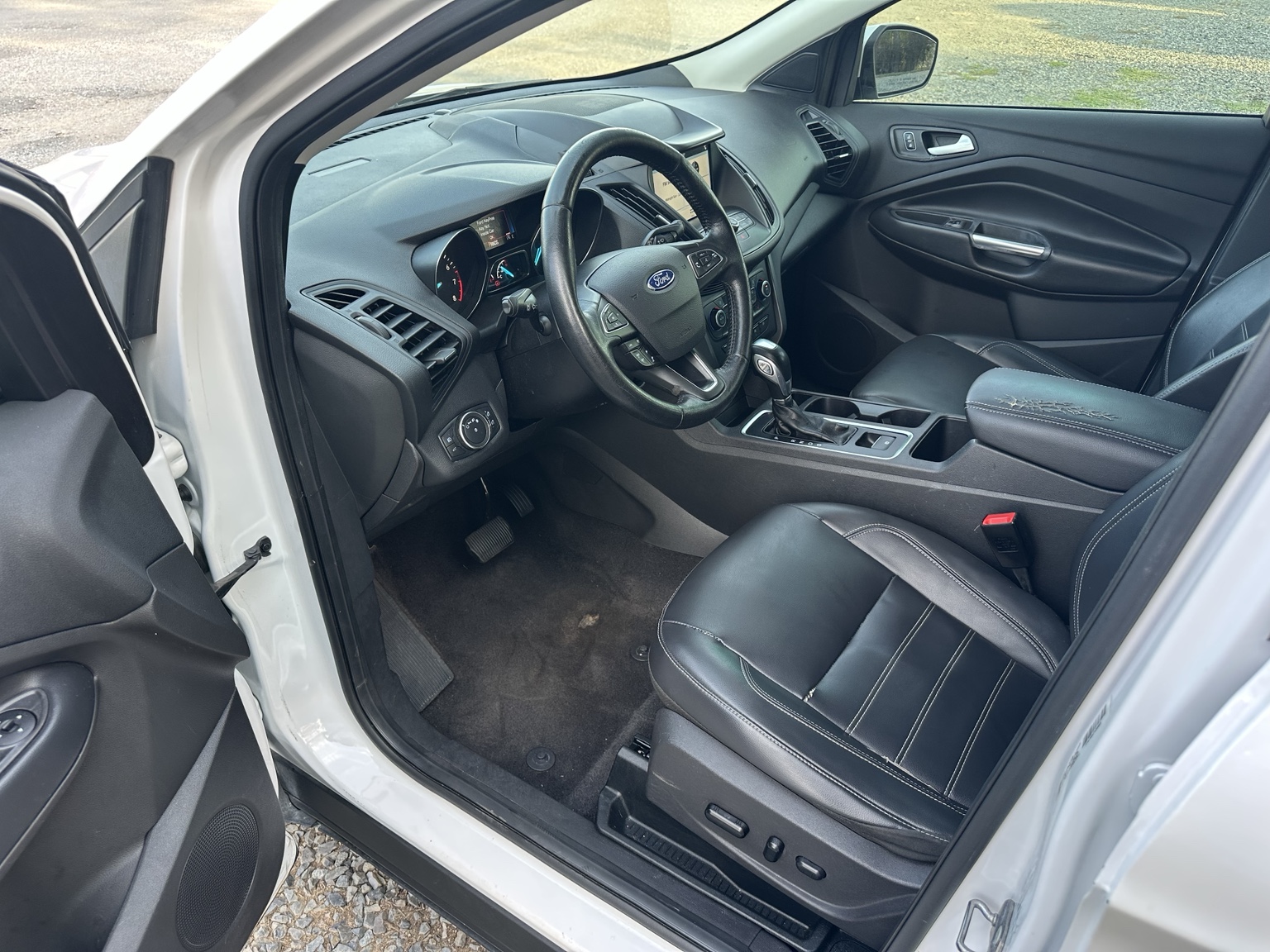 White 2019 Ford Escape SEL interior view