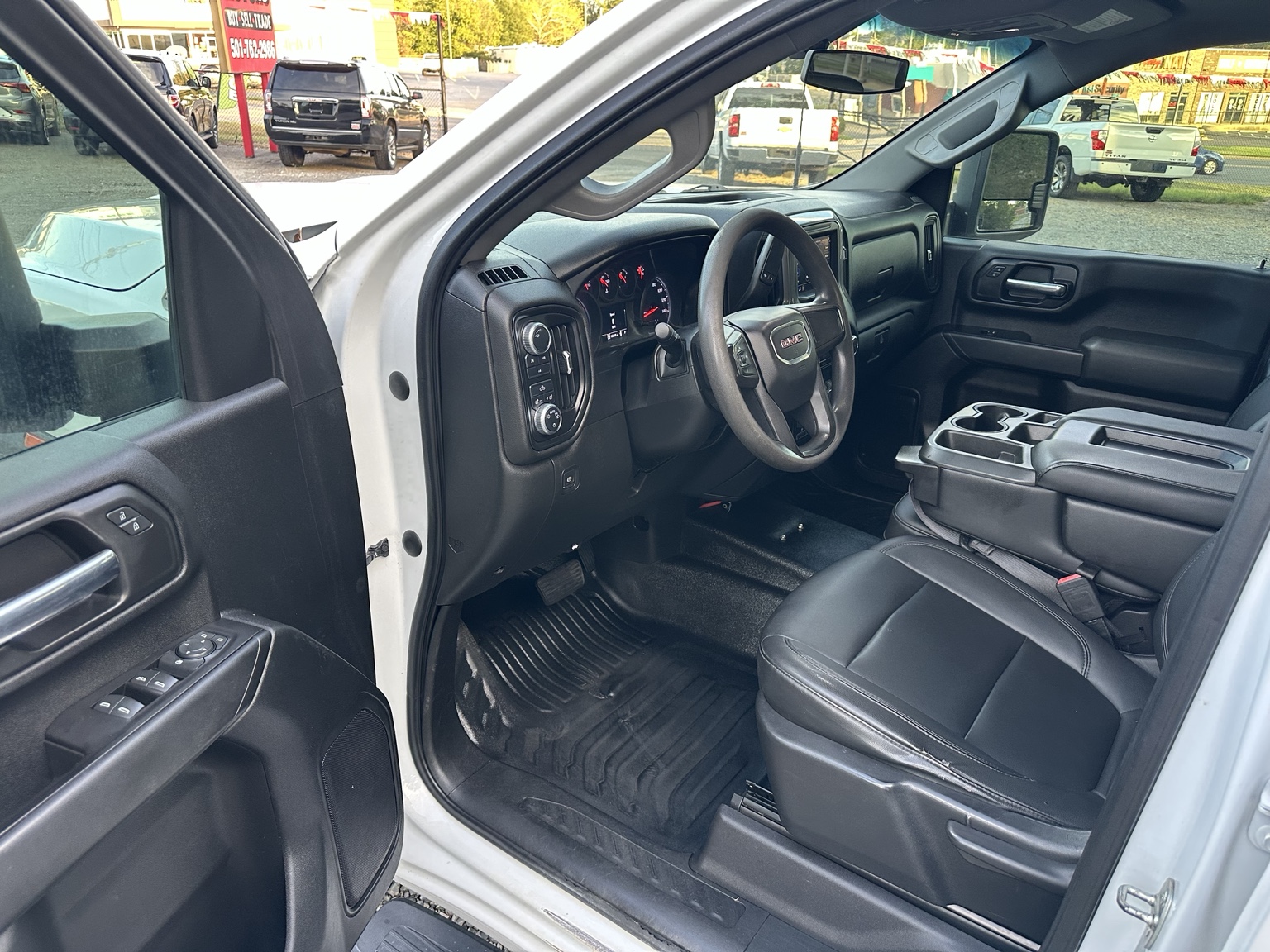 White 2020 GMC Sierra 2500HD W/T Flatbed interior view