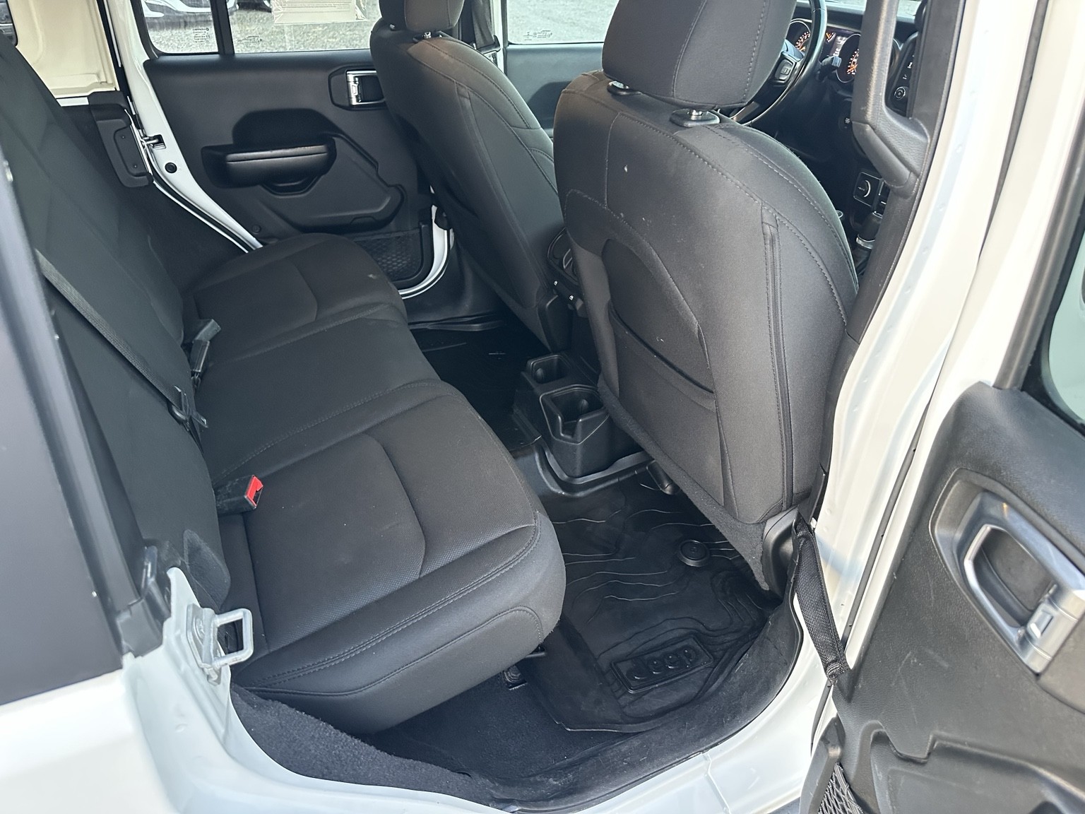 White 2020 Jeep Wrangler Sport rear seating