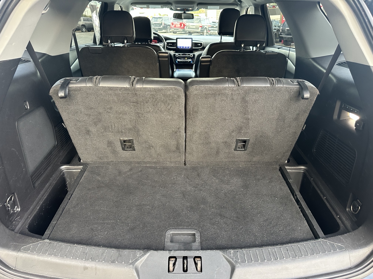 Black 2021 Ford Explorer Limited rear seating