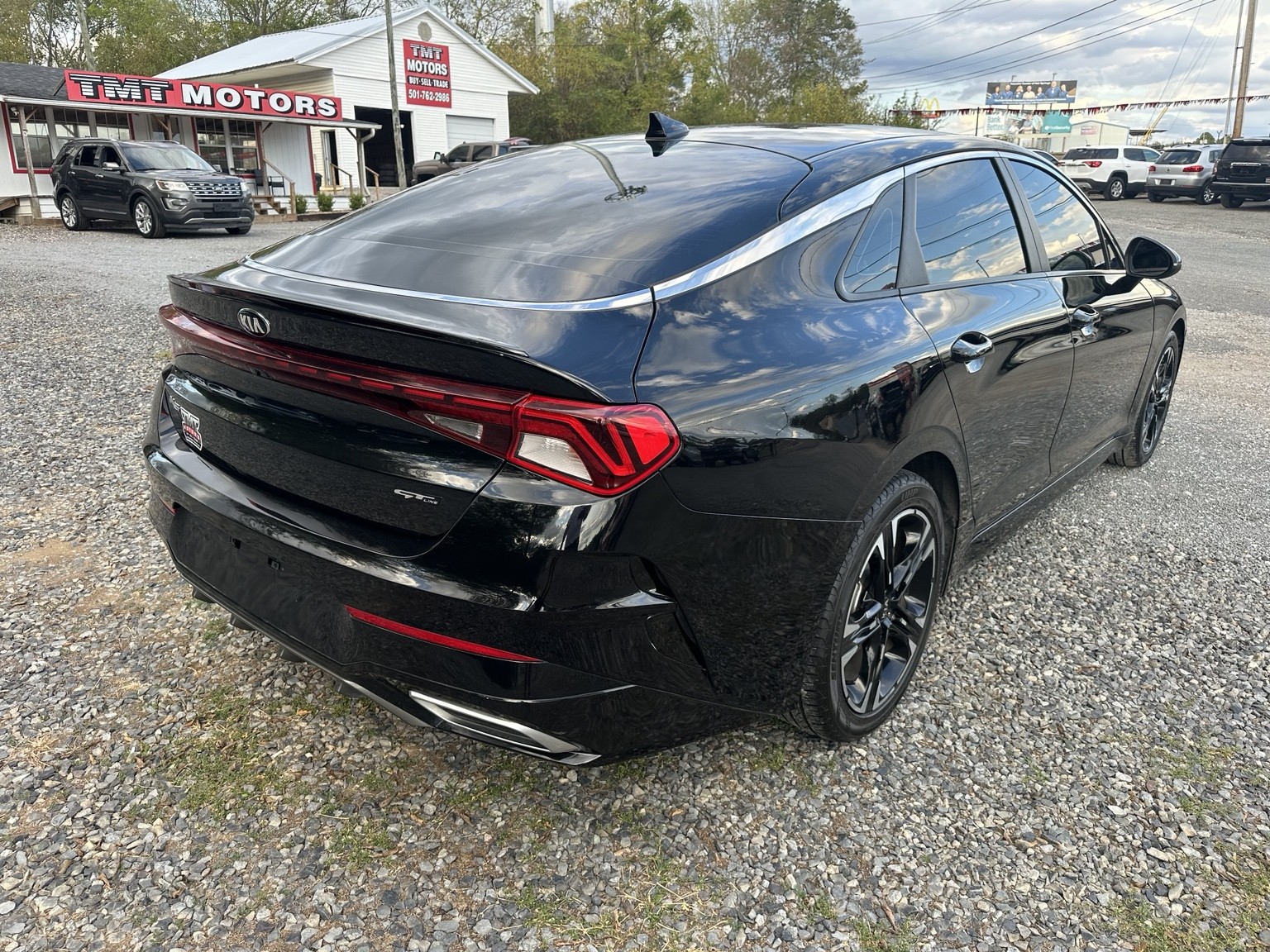 Black 2021 Kia K5 GT-Line side exterior view