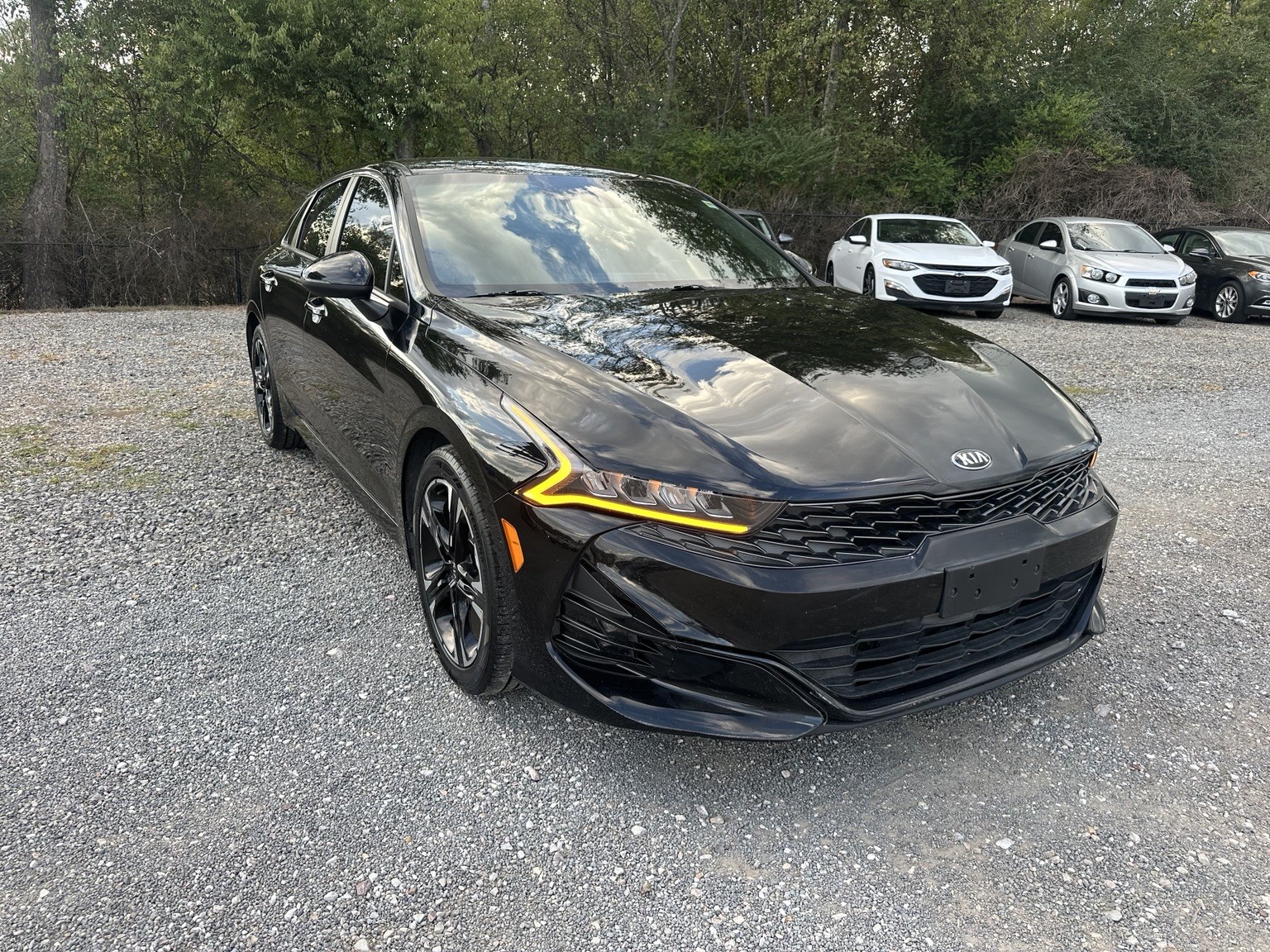 Black 2021 Kia K5 GT-Line rear exterior view