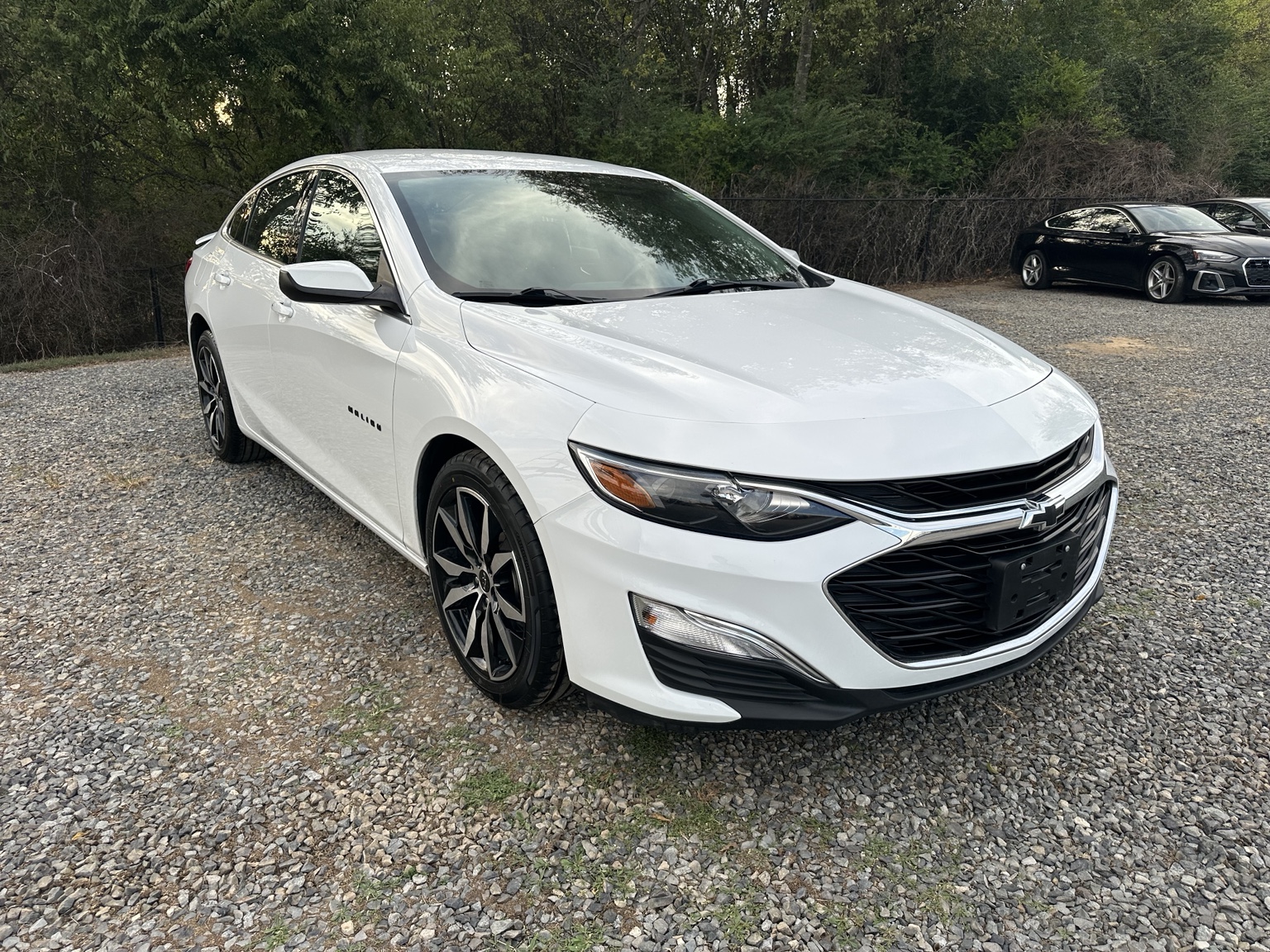 White 2022 Chevrolet Malibu RS rear exterior view